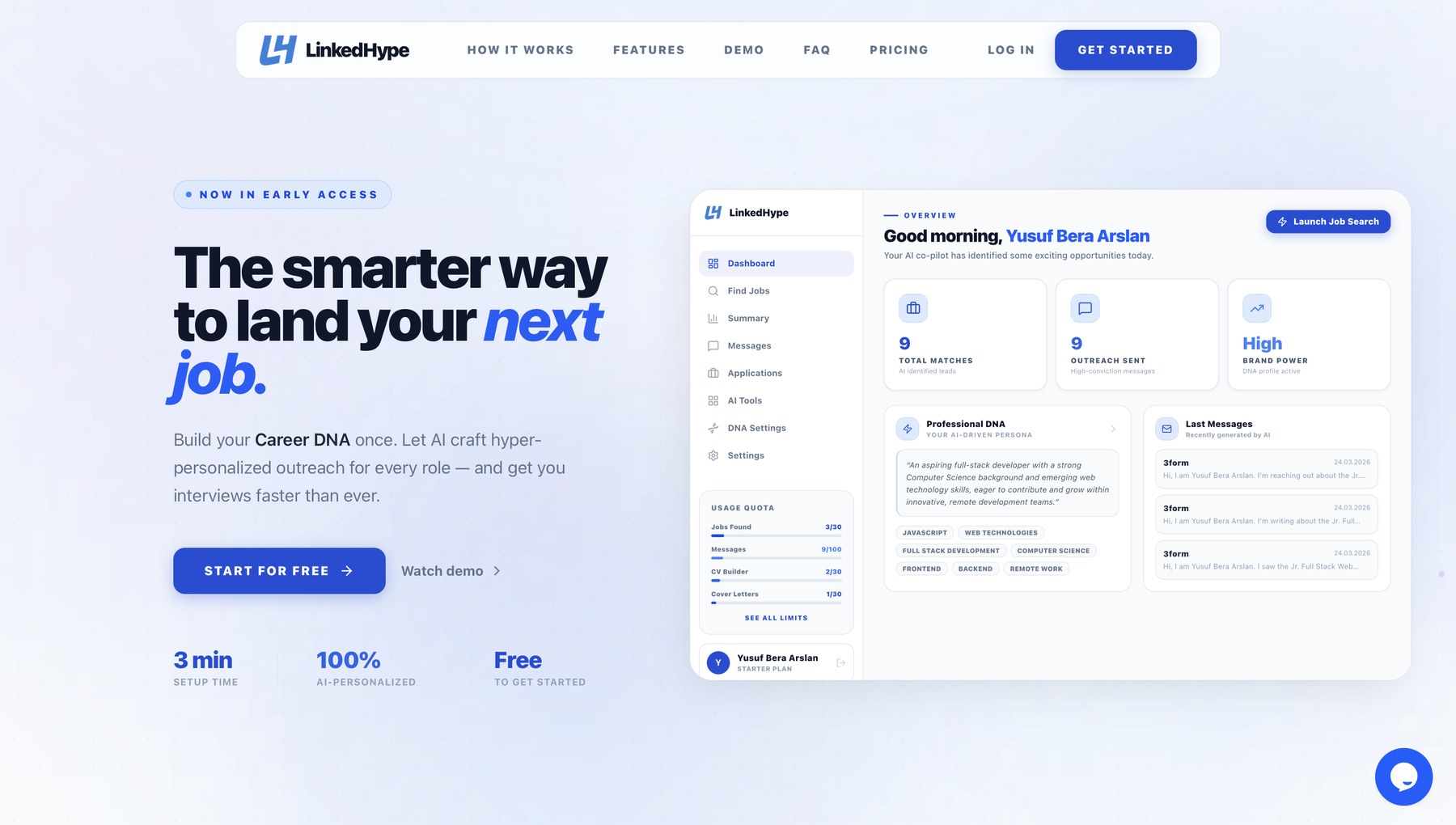 Website screenshot of LinkedHype