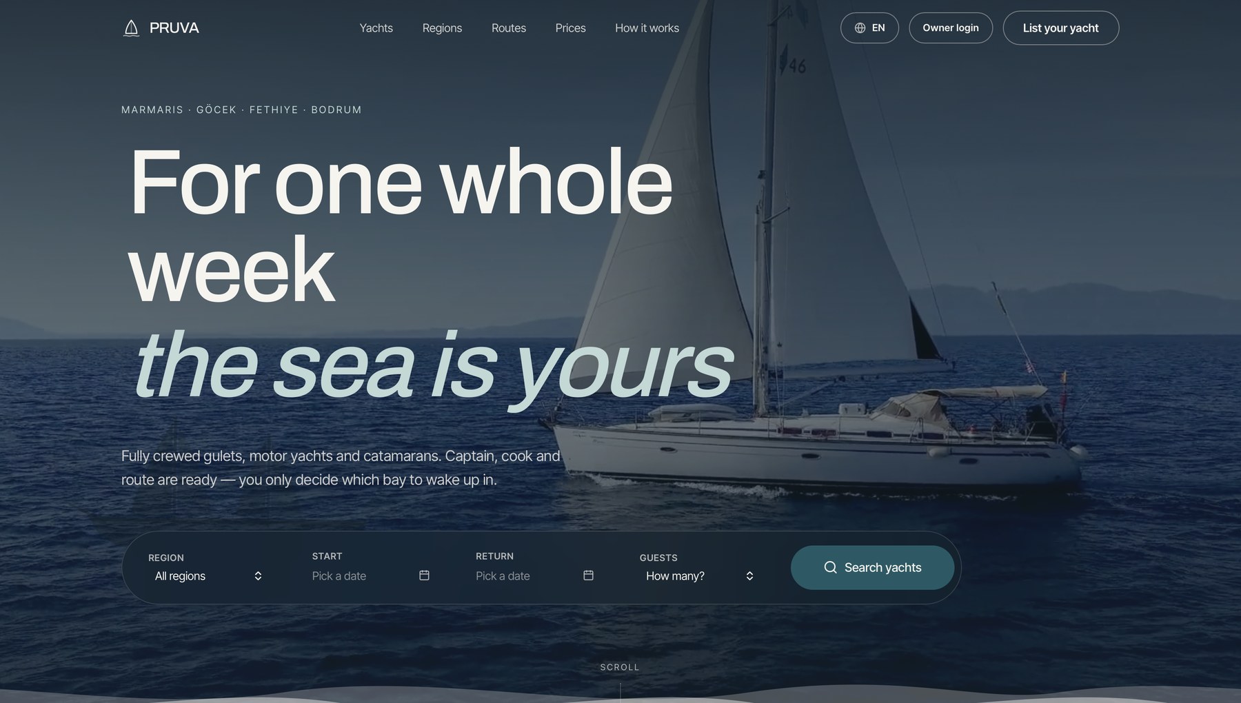Website screenshot of Pruva